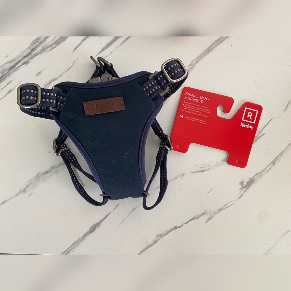 Reddy Navy & Leather Step In Harness for Medium Dogs